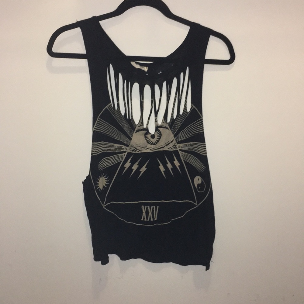 Black cut out concert tank by Necessary Clothing